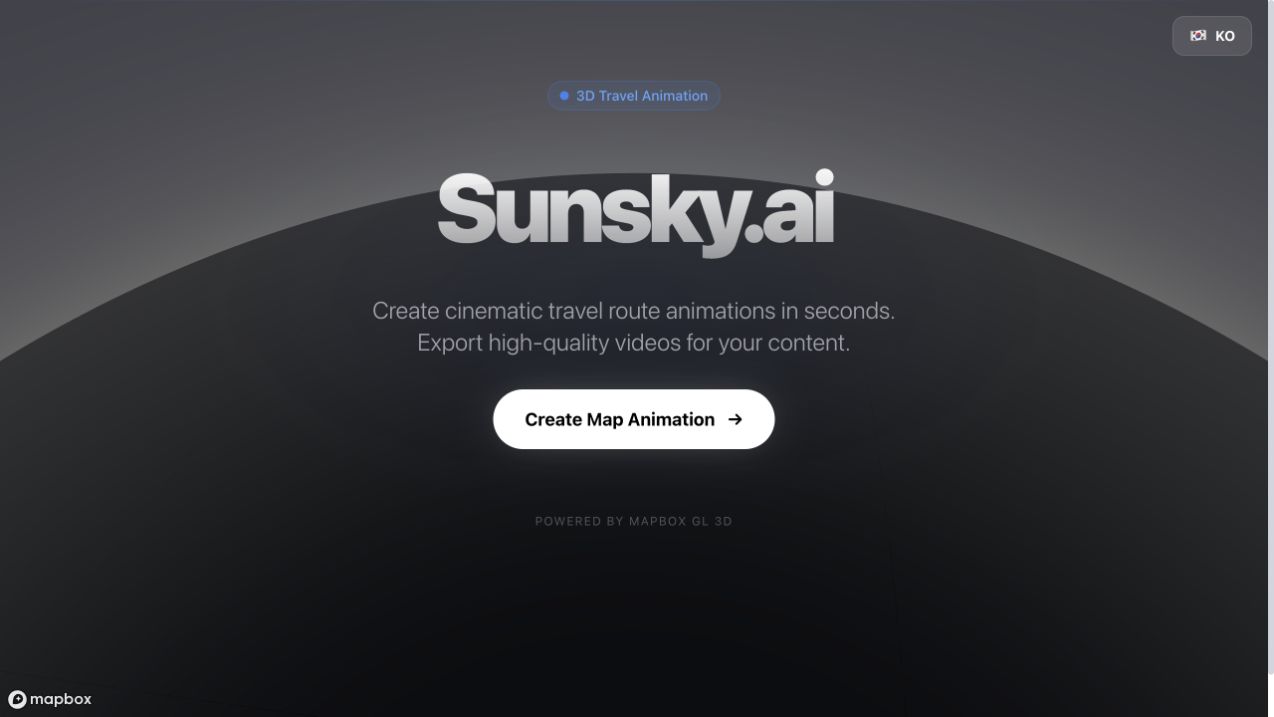 Sunsky Map 3D 여행 경로 애니메이션 제작 화면